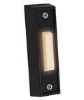 LED Lighted Doorbell Button Push Switch Wall Mounted For Wired Chime Ring Black Finish With Built In LED Glow 9 To 24 VDC Wide Voltage Power Supply Compatible Easy Mounting Durable Button For Home Front Doorbell, black rectangular wall plate