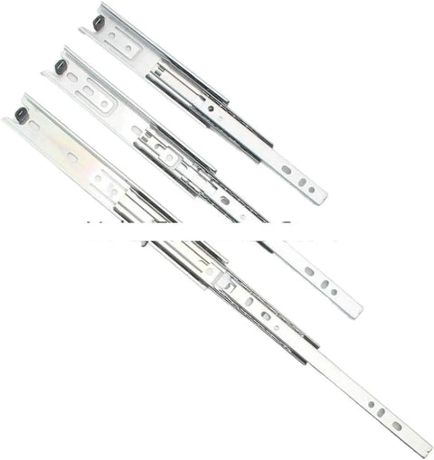 Top view of Full Extension Drawer Slides For Smooth Quiet Gliding Two Piece Set Pro Grade Heavy Duty Metal Runners With Corrosion Resistant Finish Ideal Replacement For Broken Drawers Or New Furniture Easy Install
