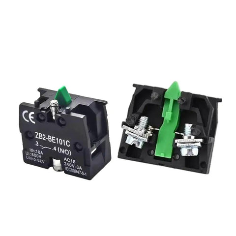 10 Pack Normally Open Contact Block Fits 22 Mm Industrial Push Buttons AC 15 Rated 240 Volt 3 Amp Screw Terminal Auxiliary Module.