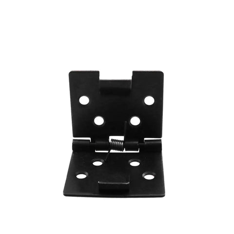 Front view of 2 Pack 90 Degree Snap On Spring Loaded Concealed Plate Folding Hinges Stainless Steel 1.97 x 1.57 Inches Black.