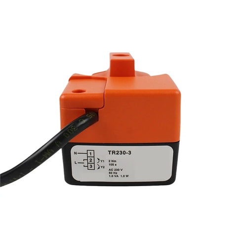 TR230-3 Rotary Actuator Assembly With 2Nm Torque AC230V 3 Point Control close-up view showing wiring and specifications.
