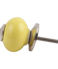 Top Quality Solid Yellow Ceramic Drawer Knobs One Hundred Piece Set For Kitchen Cabinets And Dresser Drawers Slick Modern Style That Packs Badass Durability And Is Super Easy To Install For Quick Room Glow Up, single knob detail.