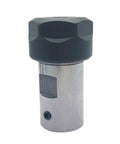 Heavy Duty ER16 Collet Chuck Spindle Extension Rod for Milling Machines and CNC Lathes, showing durable black and silver construction.