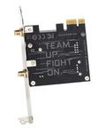 Back view of WiFi 6E AX210 PCIe Expansion Card With Bluetooth 5.2, 2x2 Tri Band 6GHz and gold connectors visible