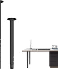 Adjustable Metal Desk Legs 21 To 36 Inches Set For Home Office DIY Furniture, black telescopic legs next to a desk setup