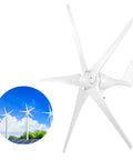 1600W Vertical Axis Wind Turbine Generator for Off Grid Power with 5 blades and 12V DC output in white design.