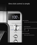 Control panel of 5 Cup Coffee Maker With Glass Carafe Bean To Cup Auto Espresso Machine Commercial Grade Removable 33.8 Ounce Water Reservoir Keeps Coffee Hot And Fresh For Hours displaying one-click options and temperature.