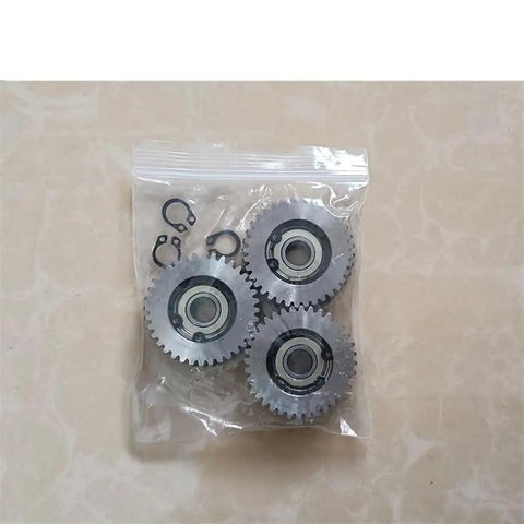E Bike Motor Gear Kit For Bafang Hubs 38mm And 47.5mm Worm Gears in plastic bag, featuring steel gear set and clips