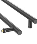 36 Inch Push Pull Door Handle Beefy Double Sided Long Barn Door Pull Handle Heavy Duty 304 Stainless Steel For Wood Glass And Metal Doors Ideal For Home Office And Commercial Use Round Bar, black round bar close-up