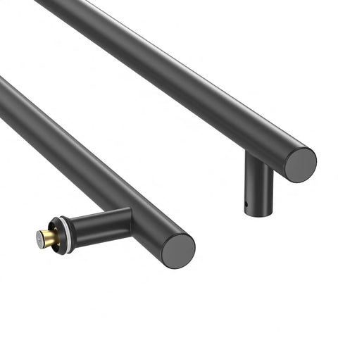 36 Inch Push Pull Door Handle Beefy Double Sided Long Barn Door Pull Handle Heavy Duty 304 Stainless Steel For Wood Glass And Metal Doors Ideal For Home Office And Commercial Use Round Bar, black round bar close-up