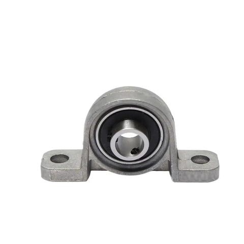 Front view of Beefed-Up Heavy Duty Shielded Ball Bearing Pillow Block with zinc alloy housing and 8 mm bore, part of 10-piece set, KP Series.