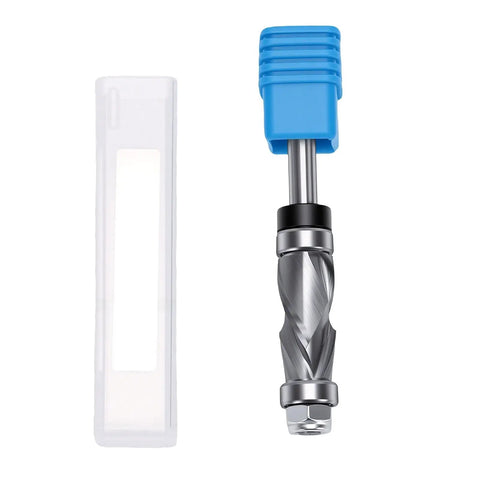 Top Rated Double Bearing Spiral Flush Trim Router Bit For Woodworking Projects With Dual Up Down Cut Design, 1/4 shank and protective case.
