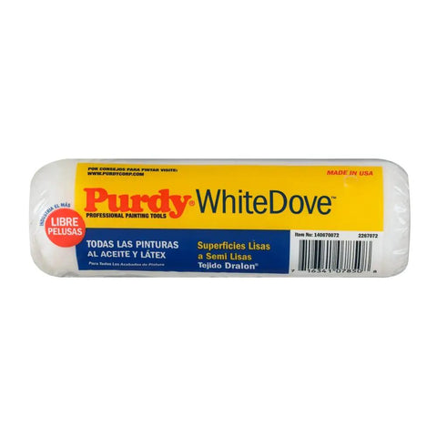3/8 Inch Nap 7 Inch White Dove Roller Cover Case Of 24 High Density Woven Dralon Blend Delivers A Top Shelf Lint Free Paint And Stain Coating Applies Like Butter, packaged roller cover.
