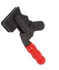Heavy Duty Toggle Clamp With Arrow Storage Case For Boxes And Suitcases That Push Pull Fastens Easily So You Can Secure Gear Without Wasting Time On Complicated Latches Or Broken Hardware During Your Next Big Adventure Outdoors. Black steel toggle clamp with red handle, GH-70300T