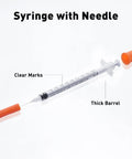 1cc 30G Syringe With Five Sixteenth Inch Needle, Individually Wrapped Pack Of 20 For Medical Use, Portable And Lightweight For Grab And Go Dosing, Clear Barrel For Visible Fluid, Durable Plastic Construction, Ready To Use with clear marks and thick barrel