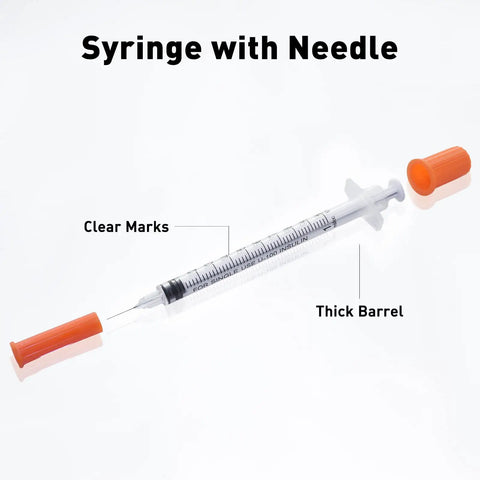 1cc 30G Syringe With Five Sixteenth Inch Needle, Individually Wrapped Pack Of 20 For Medical Use, Portable And Lightweight For Grab And Go Dosing, Clear Barrel For Visible Fluid, Durable Plastic Construction, Ready To Use with clear marks and thick barrel