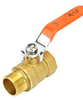 Heavy Duty Pro Level Hard Cast Brass Ball Shut Off Valve For Residential Plumbing And Water Systems with orange lever handle.