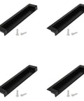 5 Inch Black Recessed Pull Handle For Drawers And Cabinets With Screws Zinc Alloy Hidden Inset Pack Of 4