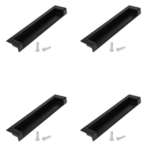 5 Inch Black Recessed Pull Handle For Drawers And Cabinets With Screws Zinc Alloy Hidden Inset Pack Of 4