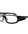 Side view of Skullerz Odin Safety Glasses Black Frame Clear Lenses Built For Real Tough Jobs High Impact Eyewear For Work ANSI Z87.1 Plus