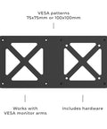 VESA NUC Mounting Bracket Behind Your Monitor, Extension Plate For Intel NUC Mini PC with 75x75mm and 100x100mm VESA Patterns