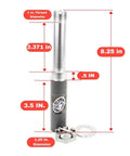Rock Solid 2000 Lb Trailer Axle Spindle Complete With 5 On 4.5 Bolt Circle Pre Race Hub Assembly dimensions labeled