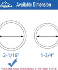 Diagram showing dimensions of 8 Pack Closet Door Finger Pulls 2-1/16 Inch Round Sliding Door Handles Matte Black Universal Fit For Bypass Doors.