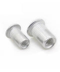 Get This Ultimate 50 Piece Kit Of Flat Head Threaded Insert Nuts In Aluminum For M3 To M12 Sizes. Two aluminum nuts for sheet metal use.