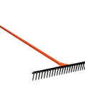 All Steel Straight Rake 18 Inch Heavy Duty Yard Tool For Grading And Leveling Powder Coated Handle With Welded T Head And Extra Flange