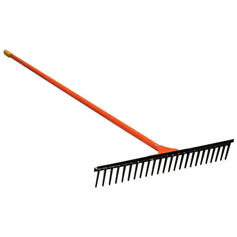 All Steel Straight Rake 18 Inch Heavy Duty Yard Tool For Grading And Leveling Powder Coated Handle With Welded T Head And Extra Flange