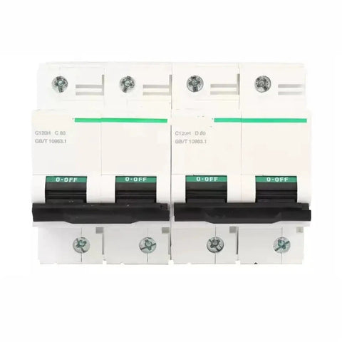 Heavy Duty Mini Circuit Breaker Featuring GFCI Ground Fault Protection, Dual And Multi Pole Power Switch, white design, electrical component.