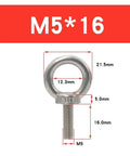 316 Stainless Steel Marine Eye Bolts Set Heavy Duty Ring Eye Bolts For Lifting And Hooks Beefy Workhorse Marine Hardware M5 M6 M8 M10 M12 M14 M16 Sizes Includes M10x30mm 2pcs Corrosion Resistant For Boats And Docks, M5 eye bolt with dimensions