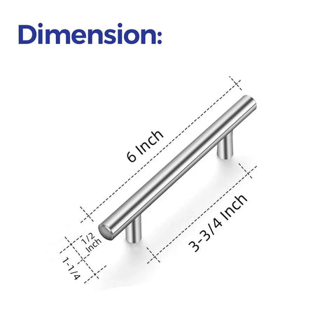 60 Pack 6 Inch Brushed Nickel Cabinet Pulls Dope Stainless Steel Kitchen Drawer Cupboard Handles With 3.75 Inch Hole Centers