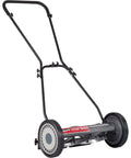 Side view of 18 Inch 5 Blade Push Reel Lawn Mower with Adjustable Cutting Height 0.5 to 2.75 Inches, Ball Bearing Blades, Grey