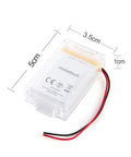 3.7V Rechargeable Li Po Battery For mBot Robot Kit, 1800mAh Initial Capacity, JST PH 2 Pin Connector, Easy Plug And Play Power Up For Your Coding Bot, Replacement Battery For Smart Robotics Projects. White 5x3.5x1cm battery with red-black lead
