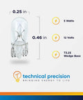5 Watt 12 Volt Xenon Wedge Base T3.25 Bulbs Replacement For Seagull Lighting 9732 Sewing Machine Light product dimensions