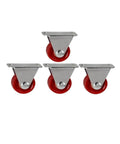 Pack Of 4 1 Inch PU Directional Casters With Light Maroon Polyurethane Rollers For Silent Wear Resistant Furniture Wheels That Glide Smoothly And Support Heavy Loads At Home Or Workshop