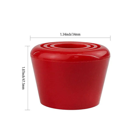 Red PU rubber toe stop with measurements for quad skates, not the 82A PU Rubber Roller Skate Toe Stops For Quad Skates 2 Pack.