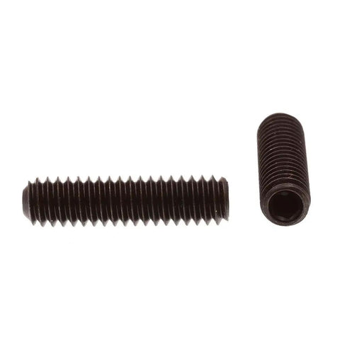 Two Workhorse 1/4-20 Inch Headless Grub Screws 1 Inch Long Black Oxide Steel Socket Drive Set Screws for machinery securement