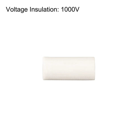 Side view of white ceramic tube, 2mm diameter, insulated single-bore for electronics wiring