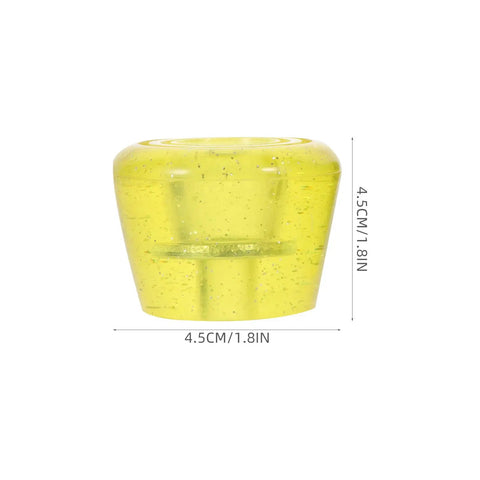 Roller Skate Toe Stops And Plugs Set For Quad And Inline Skates, Wear Resistant Yellow Brake Heads With Screws, Replacement Parts And Gear For Easy Fixes And Smooth Stops, single yellow brake head with dimensions 4.5cm by 4.5cm.
