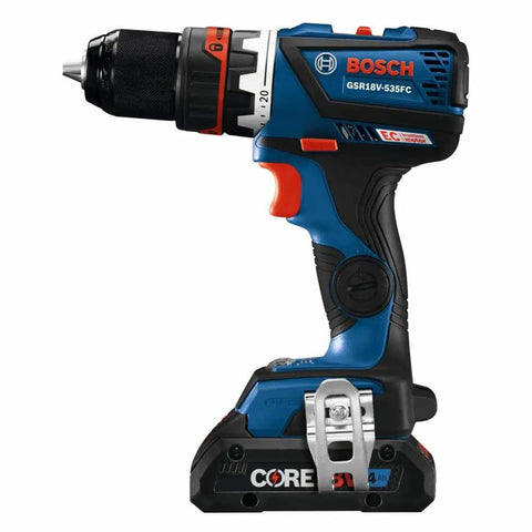 Compact 18V Cordless Drill Driver With Brushless Motor And Rugged Locking Chuck Supporting 5In1 Flexiclick Quick Swap System Paired With A Badass 4Ah Battery Pack side view