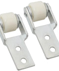 Nylon Directional Guide Wheel Two Pack For Sliding Doors And Furniture Cabinets, showing two white wheels with metal brackets