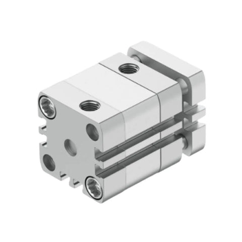 Compact ISO 6432 Air Cylinder Featuring 20 Millimeter To 80 Millimeter Bore Sizes Built Tough For Precision Automation And Light Duty Pushing Runs Slick In Tight Spaces, silver aluminum construction.