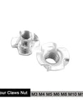 Thickened Steel Four Claw T Nut Inserts For Wood With Blind Prong M6x20 Beefy Duty Speaker Nut Fastener shown