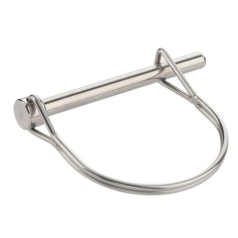 Extended PTO pin with safety loop, 1/4 in x 2-3/4 in, marine-grade 316 stainless steel
