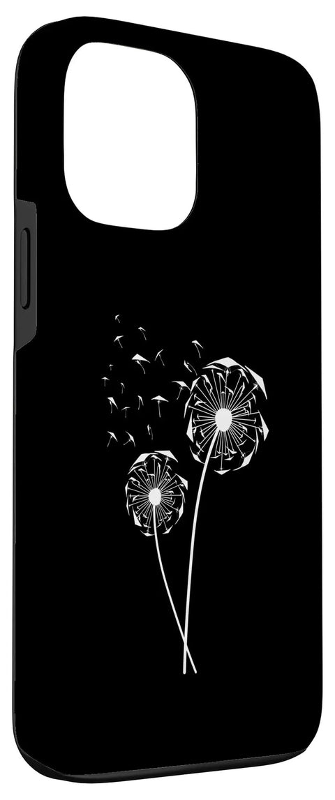Hang Glider Art Phone Case For Men And Women Who Live For Hang Gliding, Air Sports Gift, featuring dandelion design on black background