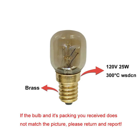 E14 T25 25W Oven Light Bulb 120V Pack Of 2 Heat Resistant To 300C 14mm Base Clear Glass For Ovens And Ranges