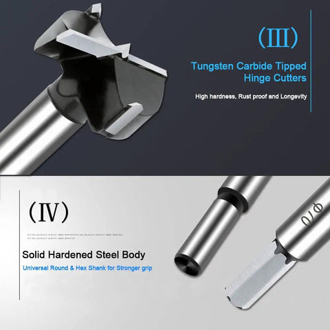Top Shelf 2 1/2 Inch Carbide Forstner Drill Bit, tungsten carbide tipped, solid hardened steel body for woodworking.