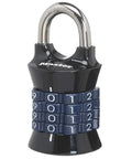 Set Your Own Four Digit Combination Lock For Gym And School Lockers Indoor Padlock with black zinc body and easy recall.